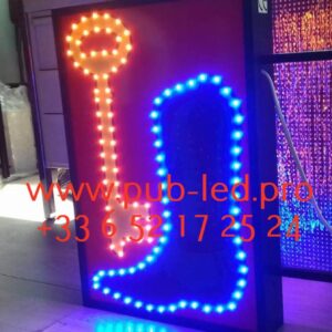 ENSEIGNE LUMINEUSE LED DOUBLE FACES “CORDONNERIE SERRURERIE” EXTERNE PRÊT À INSTALLER AVEC ANIMATION ET TÉLÉCOMMANDE 50x70cm