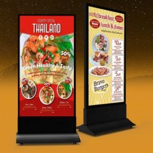 ENSEIGNE STOP TROTTOIR LUMINEUSE LED ”LIGHT BOX” DOUBLE FACES EXTERNE PRÊT À INSTALLER RECHARGEABLE 80x160CM