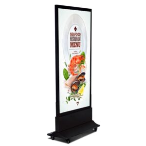 ENSEIGNE STOP TROTTOIR LUMINEUSE LED ”LIGHT BOX” DOUBLE FACES EXTERNE PRÊT À INSTALLER RECHARGEABLE 80x180CM