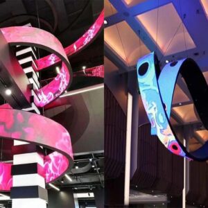 ÉCRAN INTERNE FLEXIBLE P5, ÉTANCHE PUBLICITAIRE PROGRAMMABLE TRÈS HAUTE LUMINOSITÉ VISIBLE EN PLEIN SOLEIL POUR VITRINE ET INTÉRIEUR 100×100 cm ENSEIGNE LUMINEUSE LED