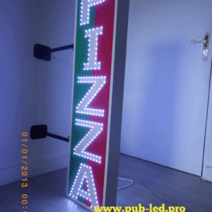 ENSEIGNE LUMINEUSE LED DOUBLE FACES “PIZZA” EXTERNE PRÊT À INSTALLER AVEC ANIMATION ET TÉLÉCOMMANDE 130X33cm