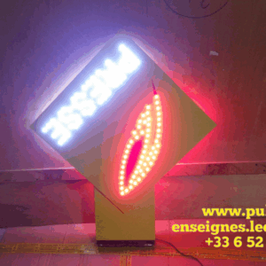 ENSEIGNE LUMINEUSE LED DOUBLE FACES “PRESSE” EXTERNE PRÊT À INSTALLER AVEC ANIMATION ET TÉLÉCOMMANDE 50X50cm