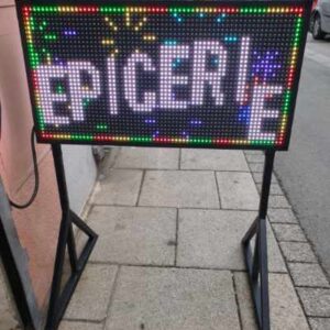 ENSEIGNE LUMINEUSE LED ”STOP TROTTOIR” DOUBLE FACES EXTERNE PROGRAMMABLE DEFILANT PRÊT À INSTALLER 70x35cm