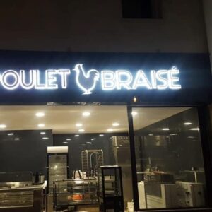ENSEIGNE MAGASIN LUMINEUSE LED UNE FACE “POULET” EXTERNE PRÊT À INSTALLER AVEC ANIMATION ET TÉLÉCOMMANDE
