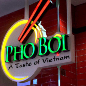 ENSEIGNE LUMINEUSE LED LETTRES BOITIERS 3D “PHO BOI” EXTERNE 40cm DE HAUTEUR, TRANSFO 400W INCLUS