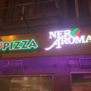 ENSEIGNE LUMINEUSE LED “SOLO PIZZA” LETTRES BOITIERS 3D EXTERNE 40cm DE HAUTEUR, TRANSFO 400W INCLUS