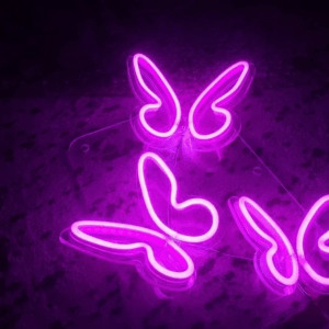 ENSEIGNE LUMINEUSE "PAPILLON" NÉON FLEX PERSONNALISÉE, CHOIX DE TAILLE ET COULEUR, de 56 à 107 cm