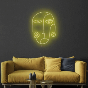 ENSEIGNE LUMINEUSE " VISAGE ABSTRAIT" NÉON FLEX PERSONNALISÉE, CHOIX DE TAILLE ET COULEUR, 55 et 80 cm