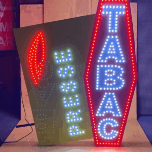 ENSEIGNE LUMINEUSE LED DOUBLE FACES “TABAC-PRESSE” EXTERNE PRÊT À INSTALLER AVEC ANIMATION ET TÉLÉCOMMANDE 110X60cm