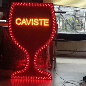 ENSEIGNE LUMINEUSE LED DOUBLE FACES “CAVISTE” EXTERNE PRÊT À INSTALLER AVEC ANIMATION ET TÉLÉCOMMANDE 90x60cm