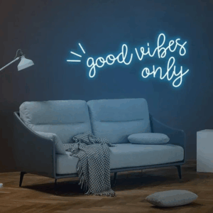 ENSEIGNE LUMINEUSE NÉON "GOOD VIBES ONLY" FLEX PERSONNALISÉE, CHOIX DE POLICE ET COULEUR