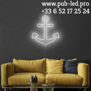 ENSEIGNE LUMINEUSE "ANCRE" NÉON FLEX PERSONNALISÉE, CHOIX DE TAILLE ET COULEUR, de 55 cm et 78 cm