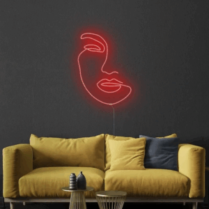 ENSEIGNE LUMINEUSE " VISAGE DE DAME" NÉON FLEX PERSONNALISÉE, CHOIX DE TAILLE ET COULEUR, de 55 cm et 80 cm