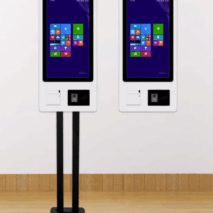 BORNE DE COMMANDE À ÉCRAN TACTILE, IMPRIMANTE TICKETS, LECTEUR SANS CONTACT DE 32"