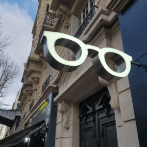 ENSEIGNE LUMINEUSE LED DOUBLE FACES “LUNETTES” EXTERNE PRÊT À INSTALLER AVEC ANIMATION ET TÉLÉCOMMANDE 110X40cm