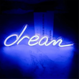 ENSEIGNE LUMINEUSE "DREAM" NÉON FLEX PERSONNALISÉE, CHOIX DE POLICE ET COULEUR, 46x15 cm