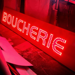 ENSEIGNE LUMINEUSE LED PIQUE “BOUCHERIE” UNE FACE EXTERNE PRÊT À INSTALLER PIQUE 200x50cm