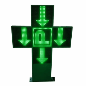 ENSEIGNE LUMINEUSE LED DOUBLE FACES “CROIX DE PHARMACIE” EXTERNE PROGRAMMABLE ANIMATION 3D PRÊT À INSTALLER 100x100cm