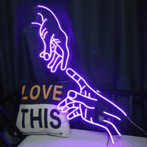 ENSEIGNE LUMINEUSE "MAIN DE DIEU" NÉON FLEX PERSONNALISÉE, CHOIX DE TAILLE ET CO