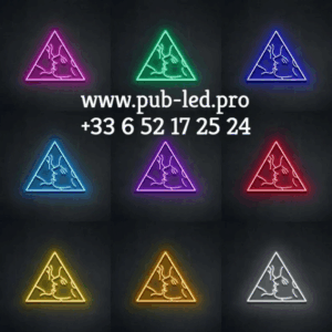 ENSEIGNE LUMINEUSE "BISOU TRIANGLE" NÉON FLEX PERSONNALISÉE, CHOIX DE TAILLE ET COULEUR, de 60 A 101 cm