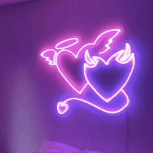 ENSEIGNE LUMINEUSE "ANGE ET DEMON" NÉON FLEX PERSONNALISÉE, CHOIX DE TAILLE ET COULEUR, de 50 à 80 cm