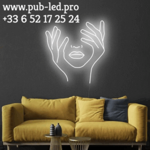 ENSEIGNE LUMINEUSE "VISAGE NÉON" NÉON FLEX PERSONNALISÉE, CHOIX DE TAILLE ET COULEUR, de 55 cm et 78 cm