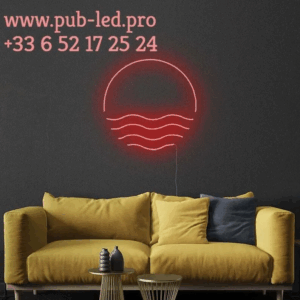 ENSEIGNE LUMINEUSE "LEVER DU SOLEIL " NÉON FLEX PERSONNALISÉE, CHOIX DE TAILLE ET COULEUR, de 55 cm et 71 cm