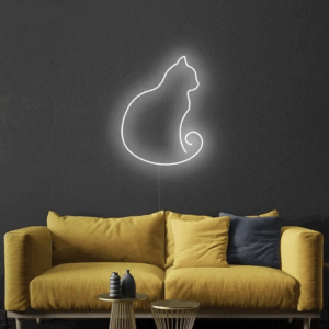 ENSEIGNE LUMINEUSE "CHAT" NÉON FLEX PERSONNALISÉE, CHOIX DE TAILLE ET COULEUR, 55 et 80 cm