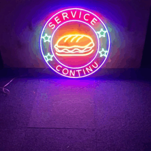 ENSEIGNE LUMINEUSE "SANDWICH" NÉON FLEX PERSONNALISÉE, CHOIX DE TAILLE ET COULEUR, 60 cm de diamètre